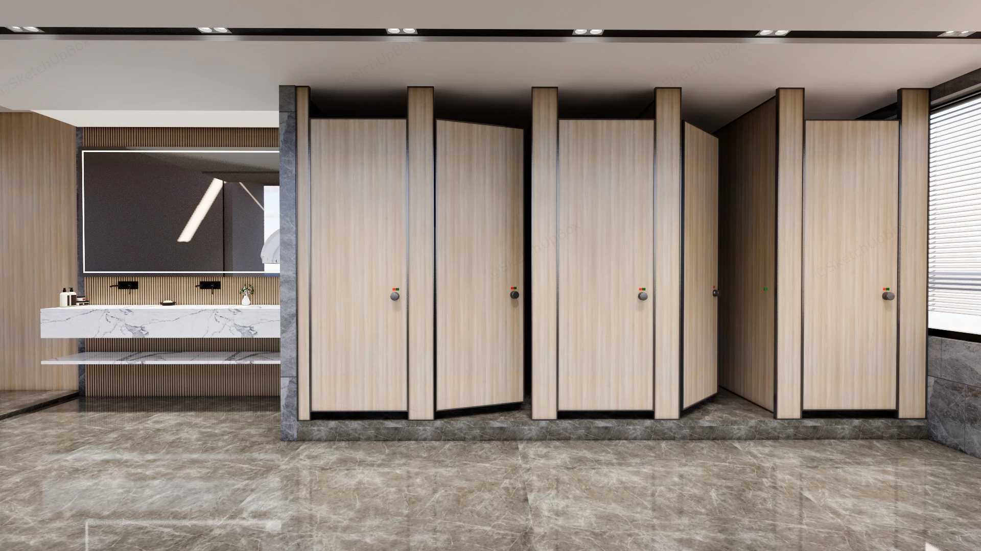 Modern Commercial Toilet Design sketchup model preview - SketchupBox