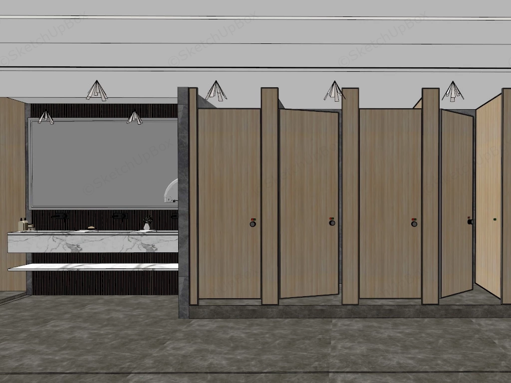 Modern Commercial Toilet Design sketchup model preview - SketchupBox