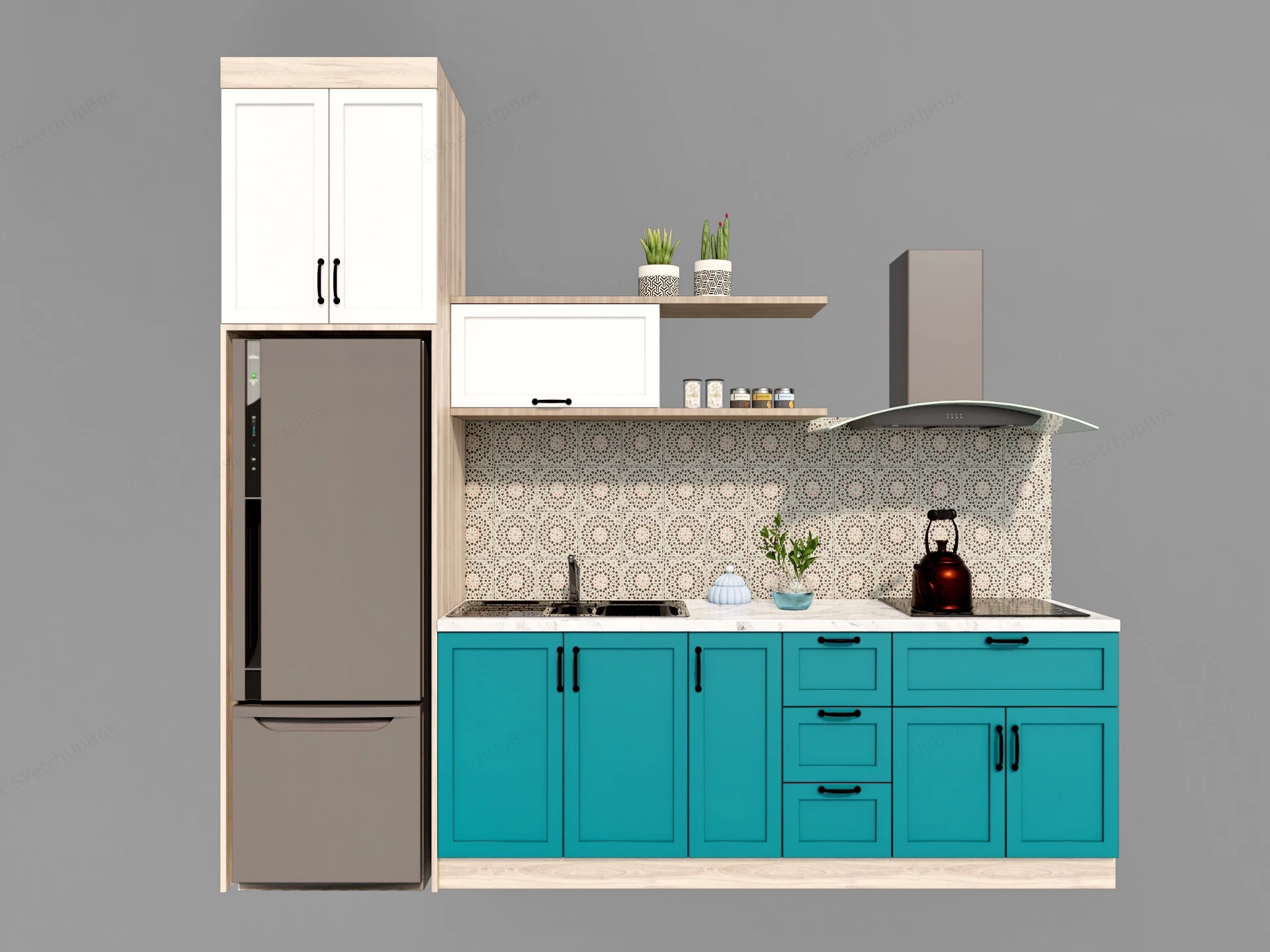 Small Kitchen Cabinet Set sketchup model preview - SketchupBox