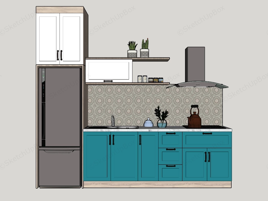 Small Kitchen Cabinet Set sketchup model preview - SketchupBox