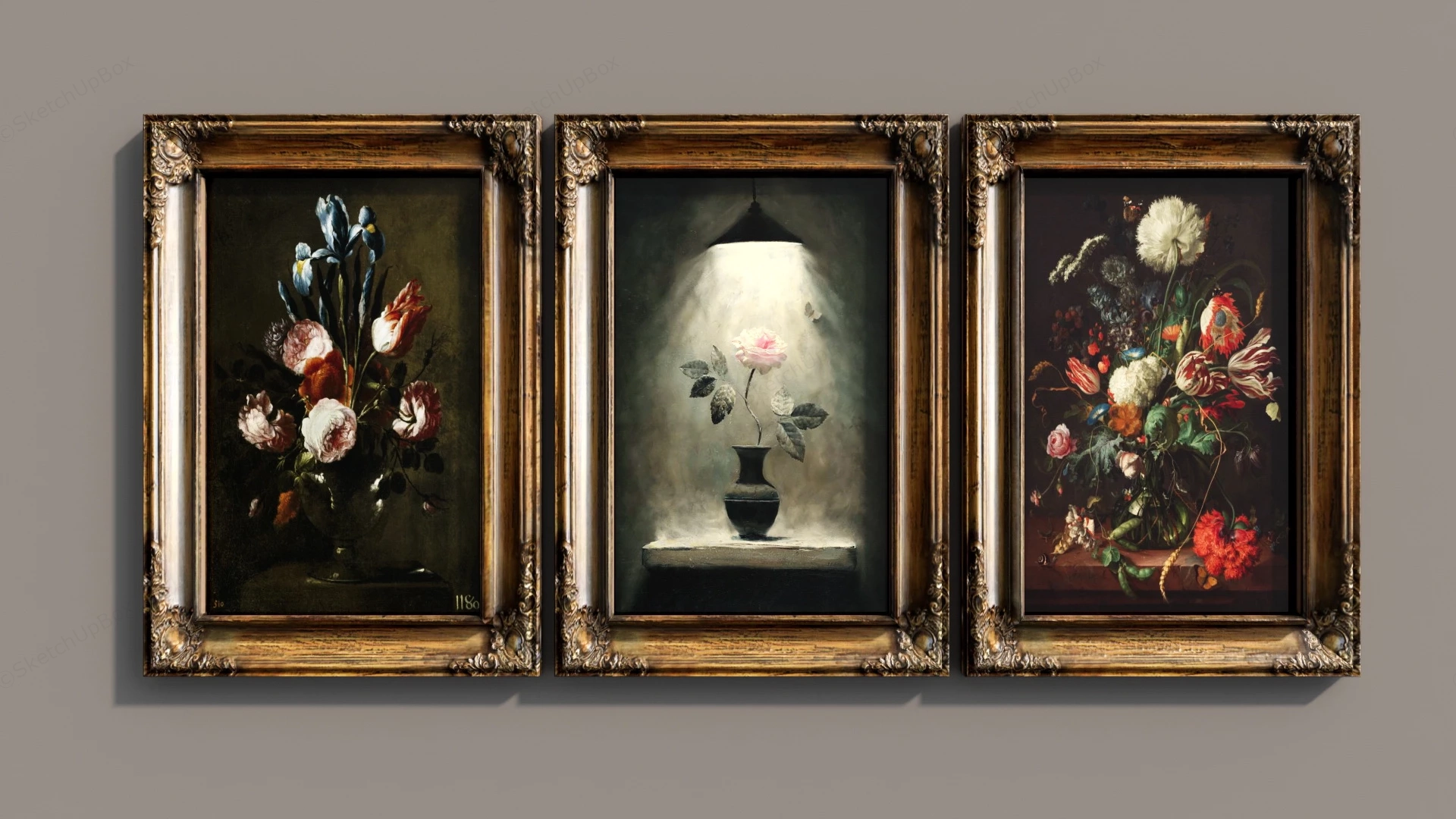 Antique Vintage Gallery Wall Art Set sketchup model preview - SketchupBox