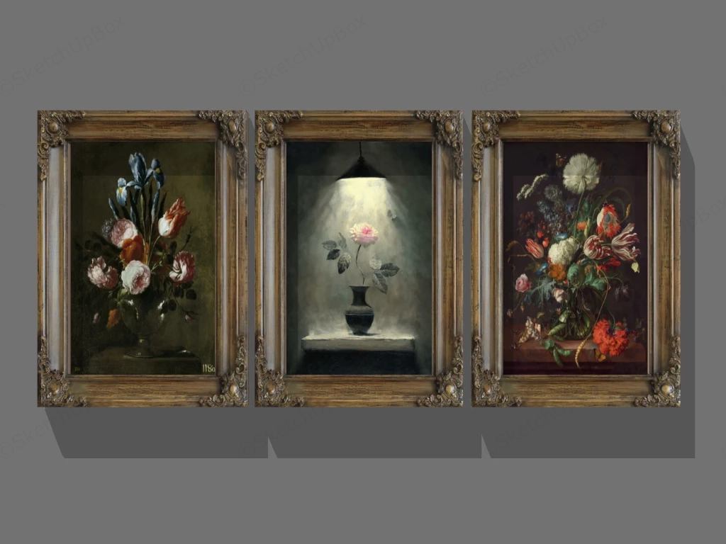 Antique Vintage Gallery Wall Art Set sketchup model preview - SketchupBox