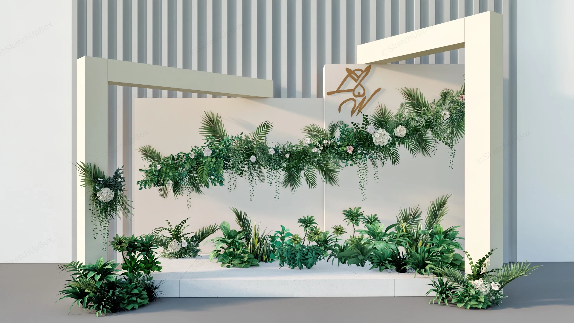 Green Wall Wedding Backdrop sketchup model preview - SketchupBox