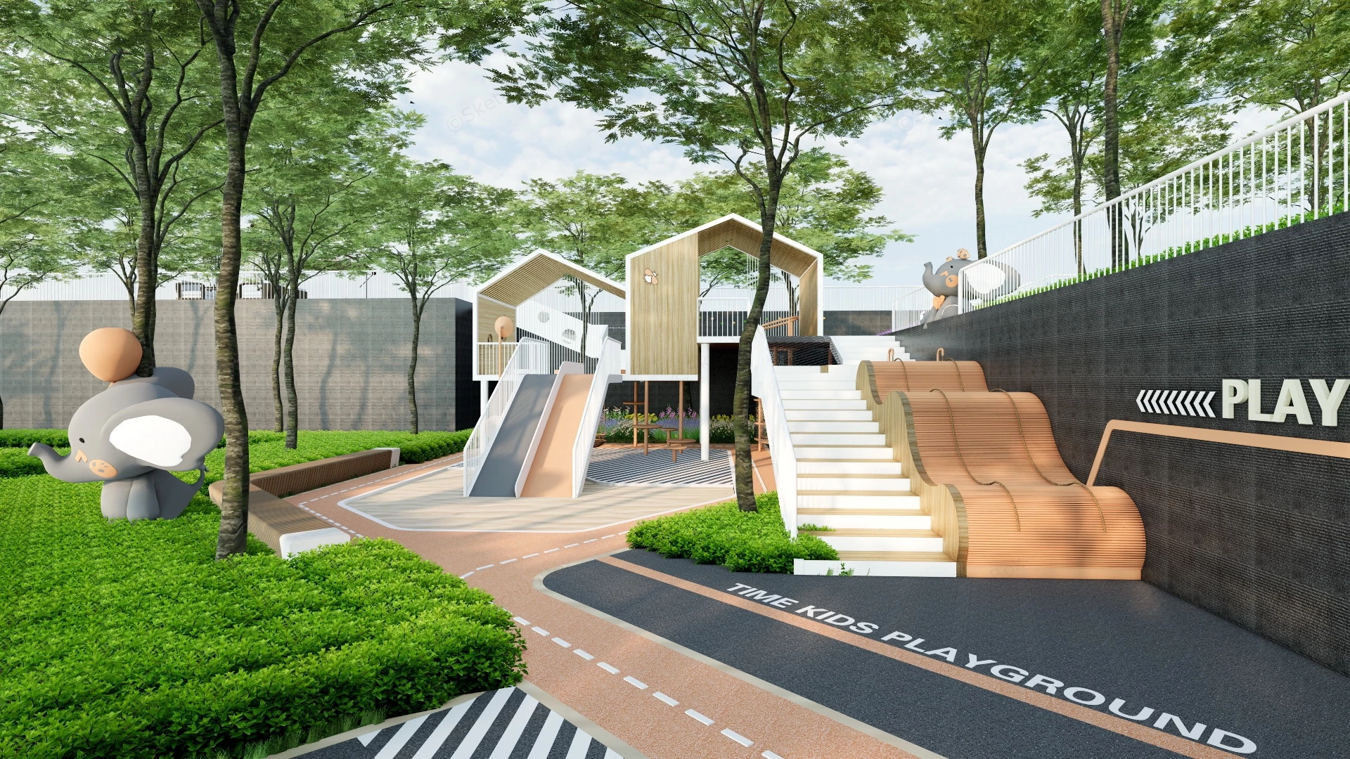 Community Playground Design sketchup model preview - SketchupBox