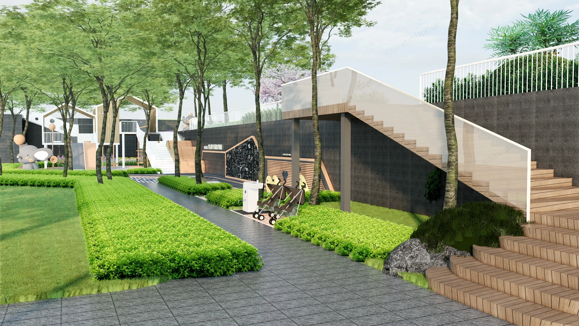 Community Playground Design sketchup model preview - SketchupBox