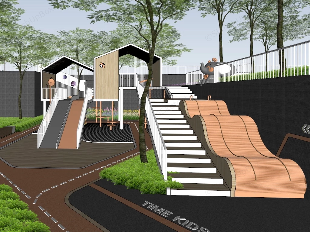 Community Playground Design sketchup model preview - SketchupBox