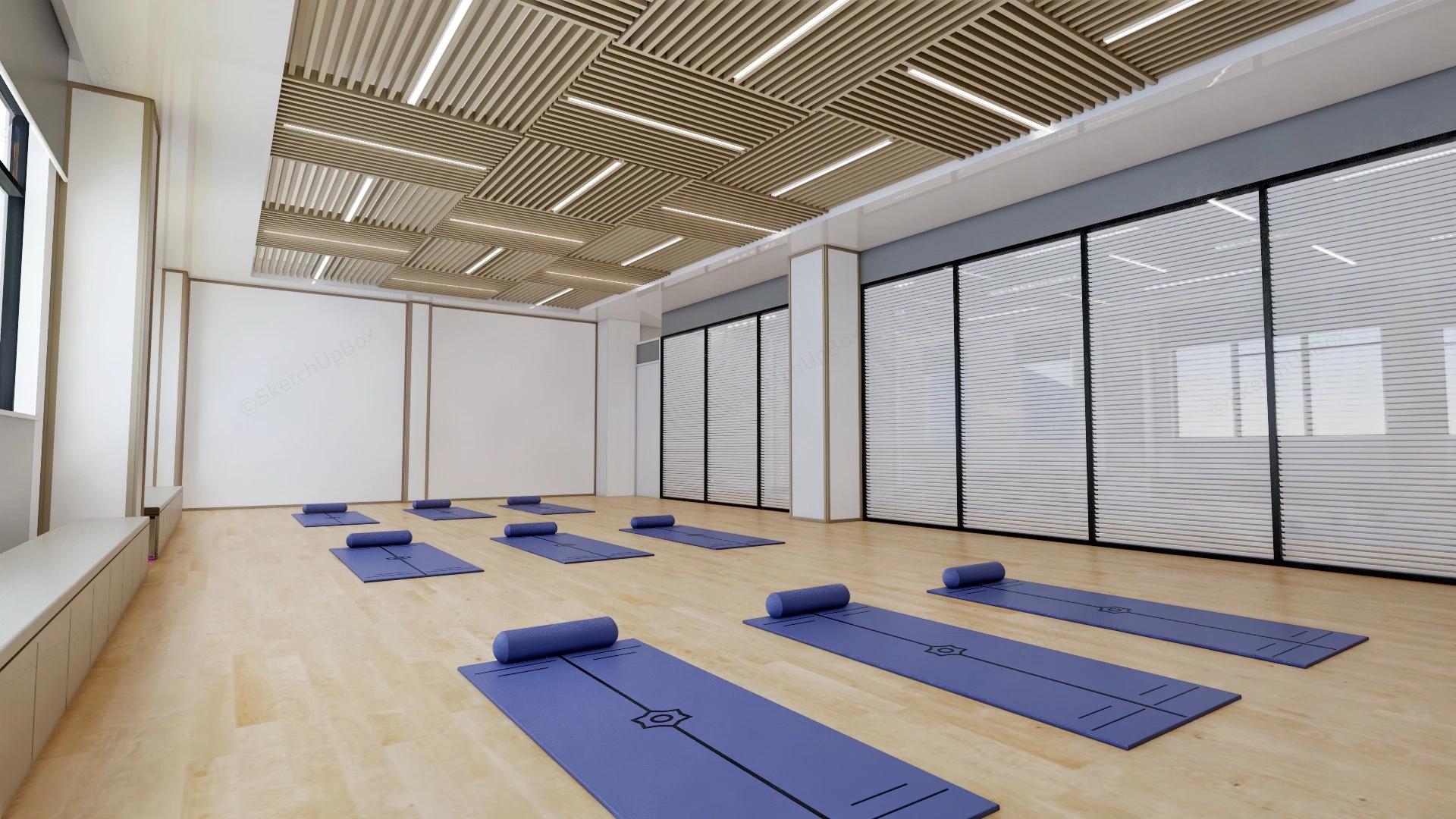 Minimalist Yoga Studio Interior Design sketchup model preview - SketchupBox