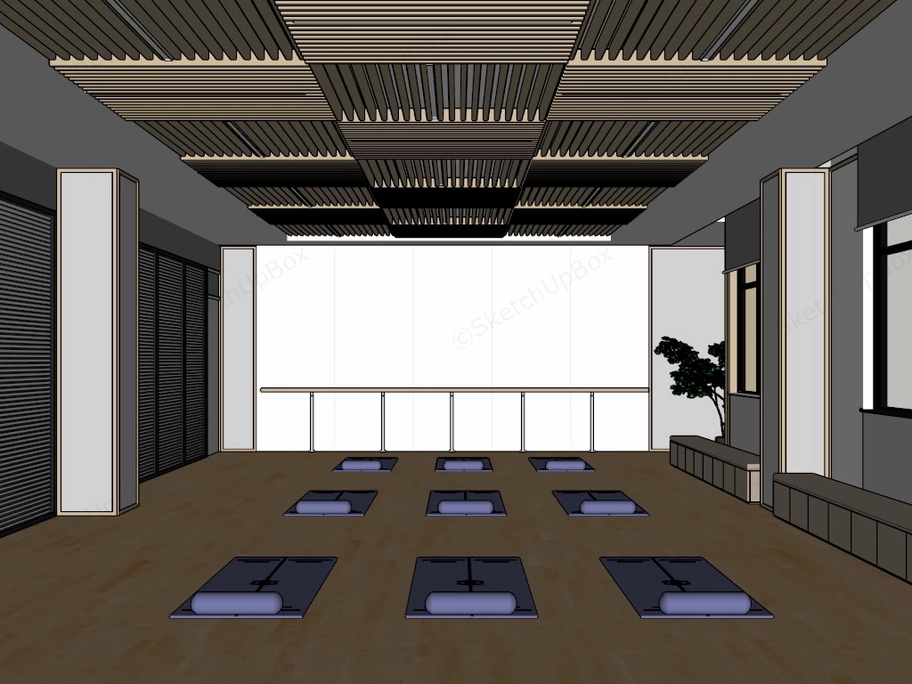 Minimalist Yoga Studio Interior Design sketchup model preview - SketchupBox