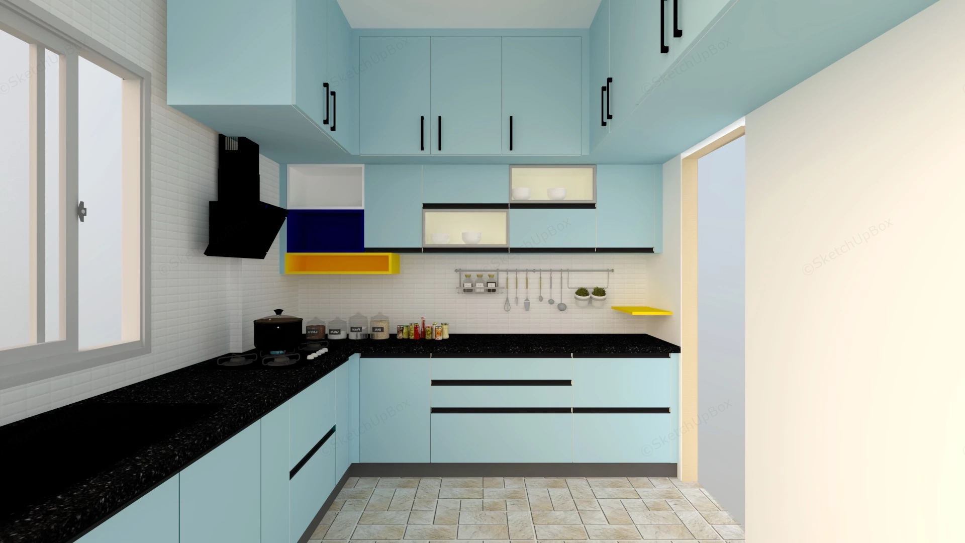 Light Blue Kitchen Ideas sketchup model preview - SketchupBox