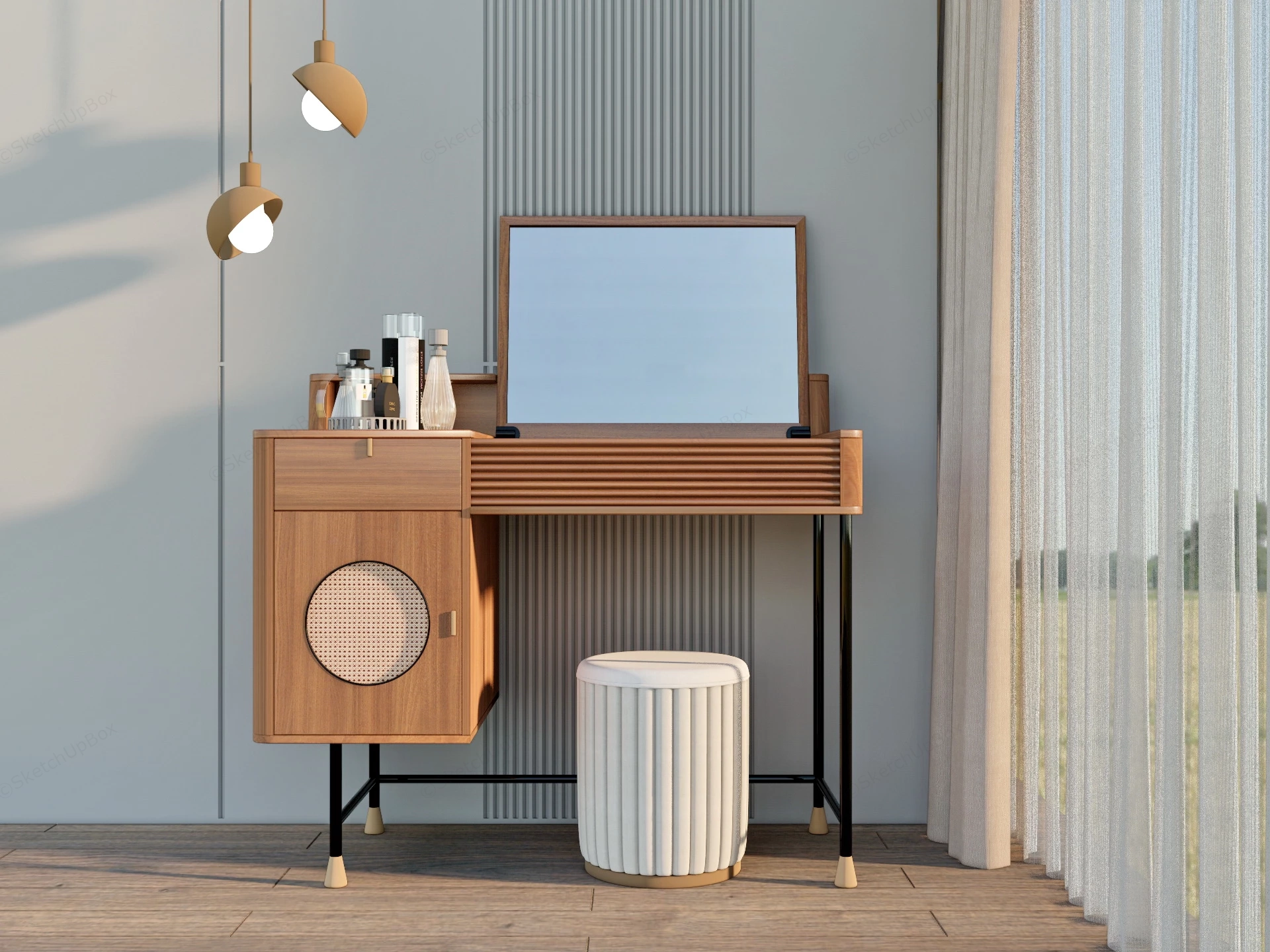 Makeup Vanity With Mirror sketchup model preview - SketchupBox