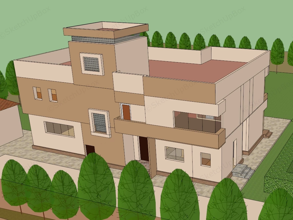 4 Bedroom Modern House sketchup model preview - SketchupBox