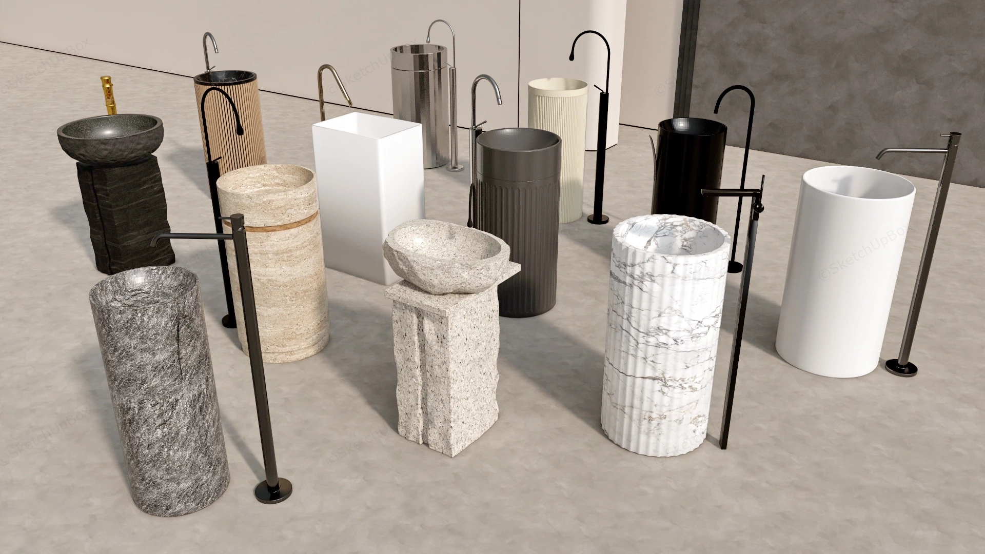 Modern Pedestal Basin Designs sketchup model preview - SketchupBox