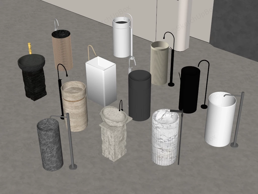 Modern Pedestal Basin Designs sketchup model preview - SketchupBox