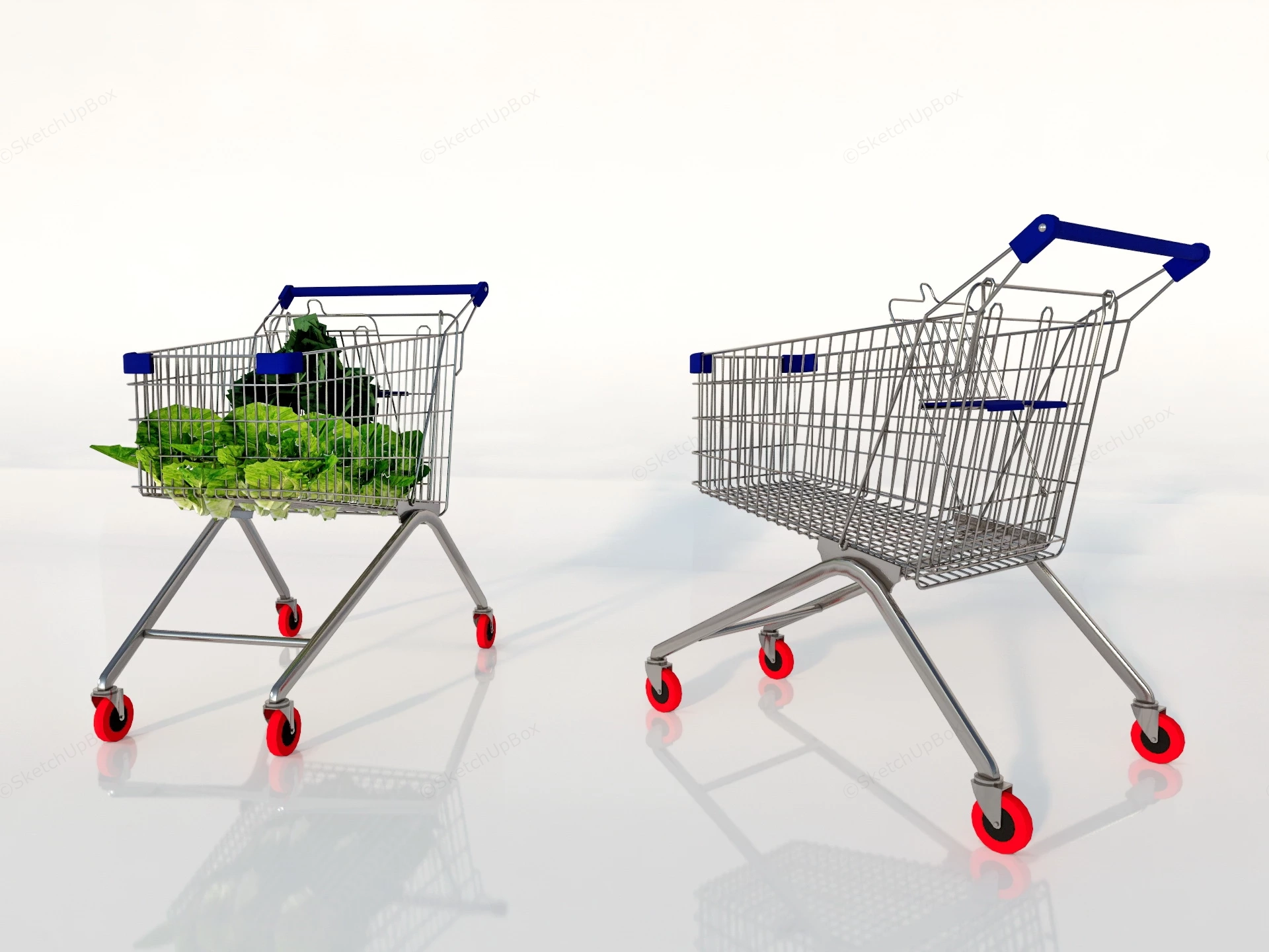 Stainless Steel Shopping Cart sketchup model preview - SketchupBox