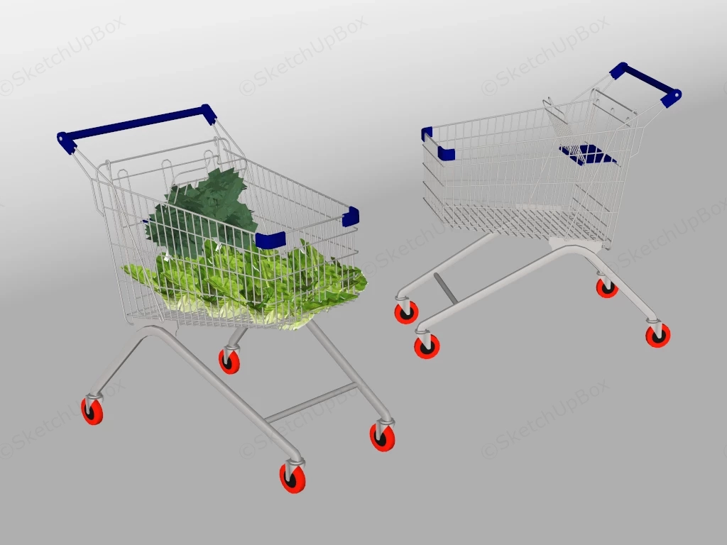 Stainless Steel Shopping Cart sketchup model preview - SketchupBox