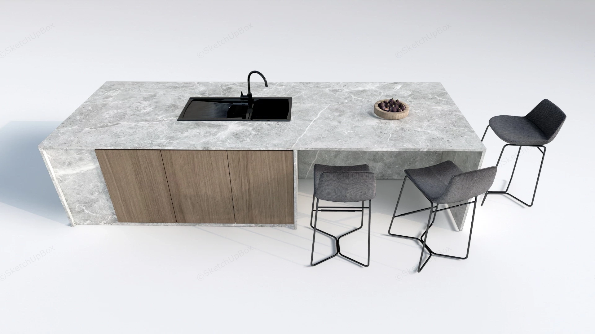 Marble Top Kitchen Island sketchup model preview - SketchupBox