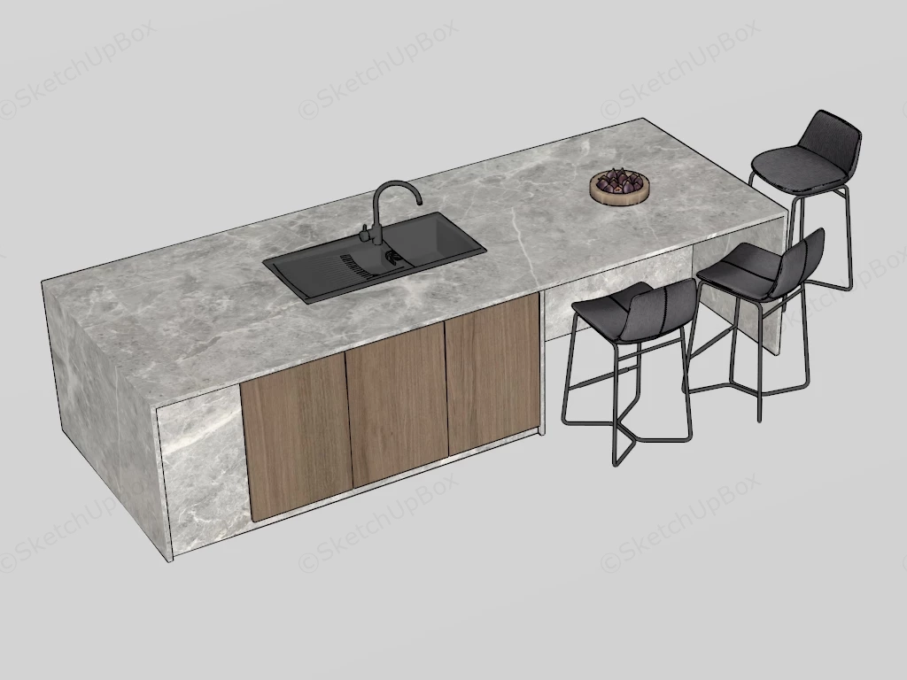 Marble Top Kitchen Island sketchup model preview - SketchupBox