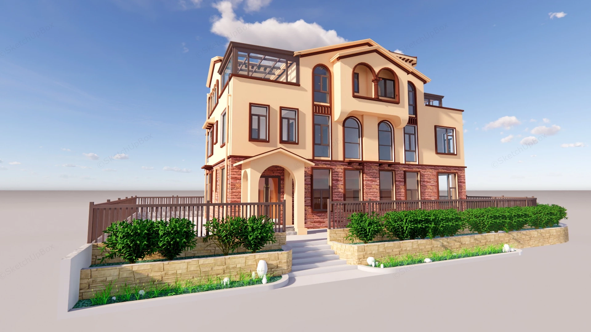 Modern Mansion Design sketchup model preview - SketchupBox