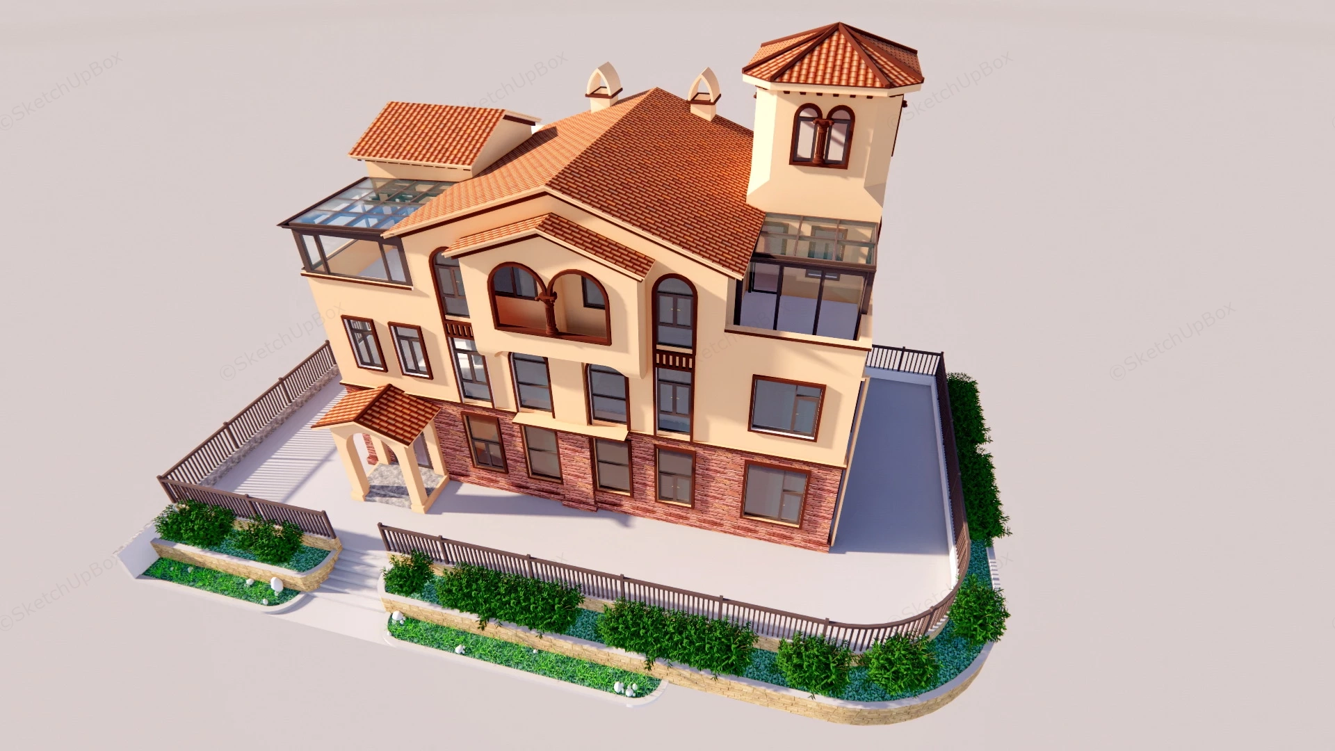 Modern Mansion Design sketchup model preview - SketchupBox