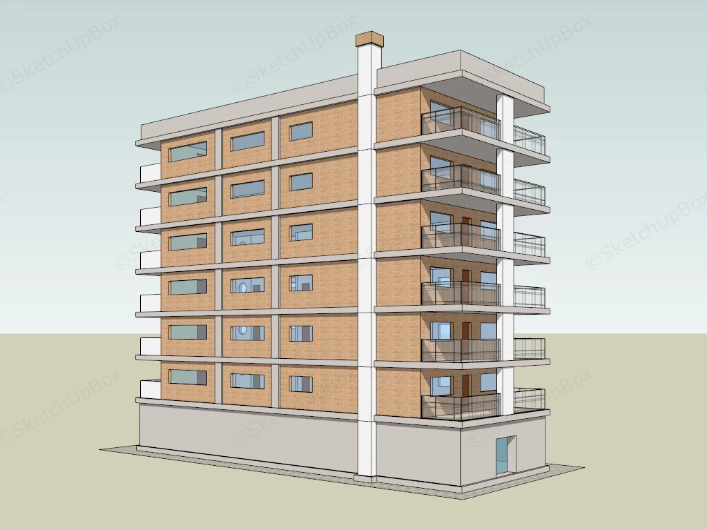 Residential Apartment Building sketchup model preview - SketchupBox