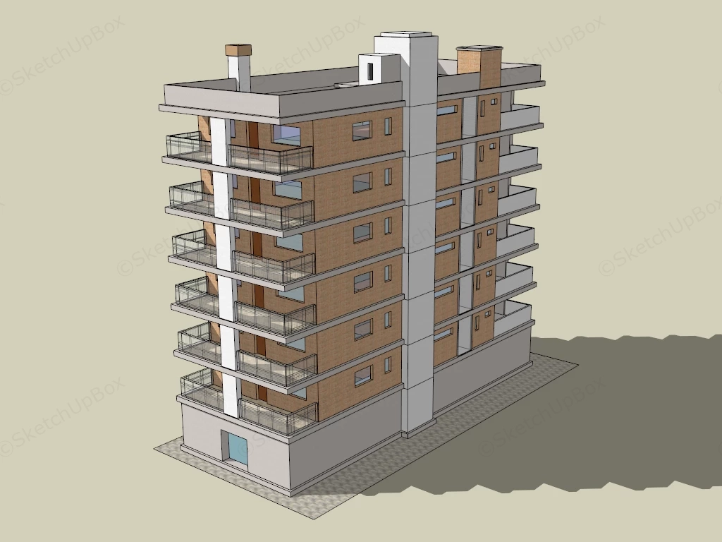 Residential Apartment Building sketchup model preview - SketchupBox