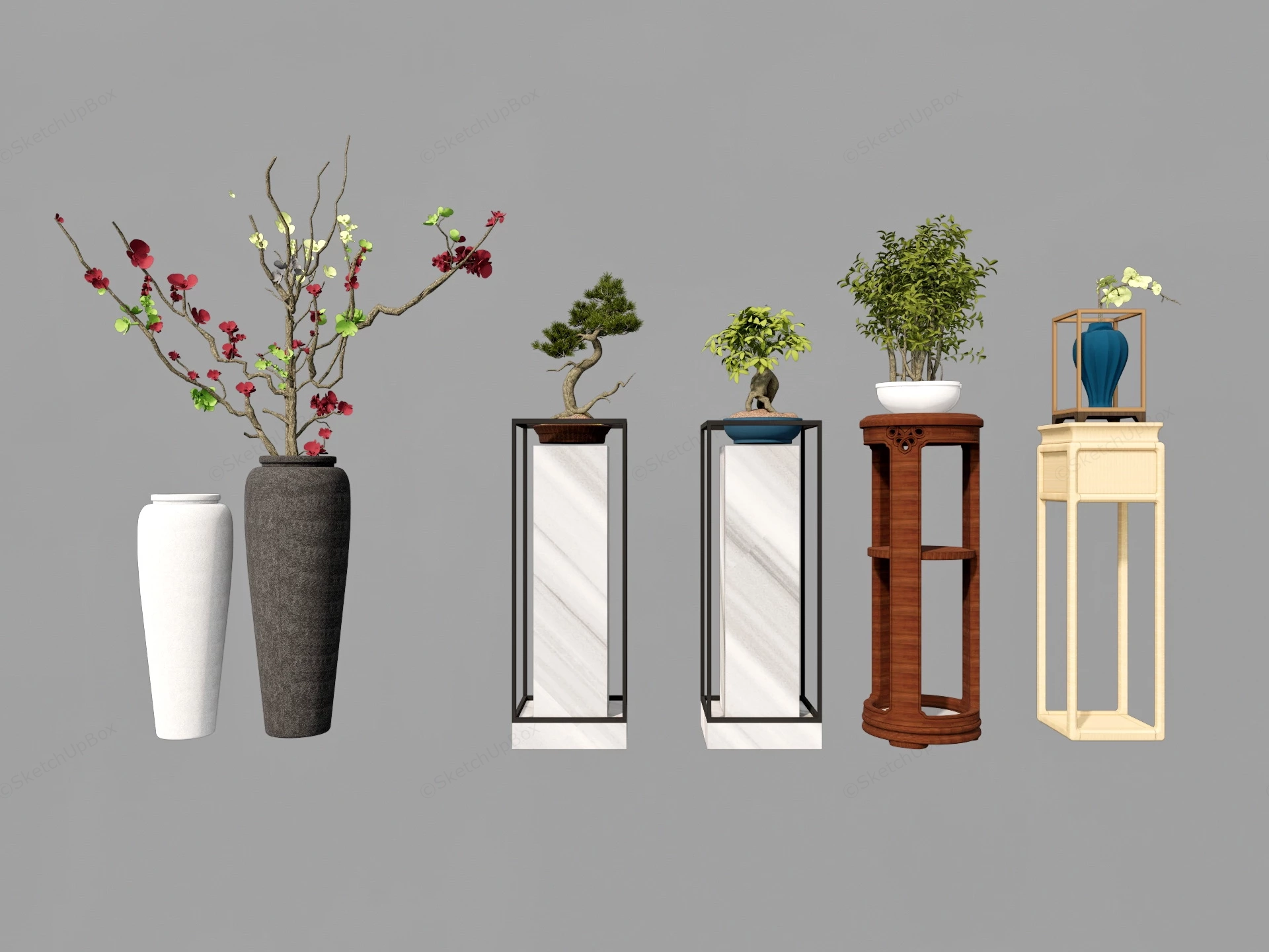 Vases And Bonsai sketchup model preview - SketchupBox
