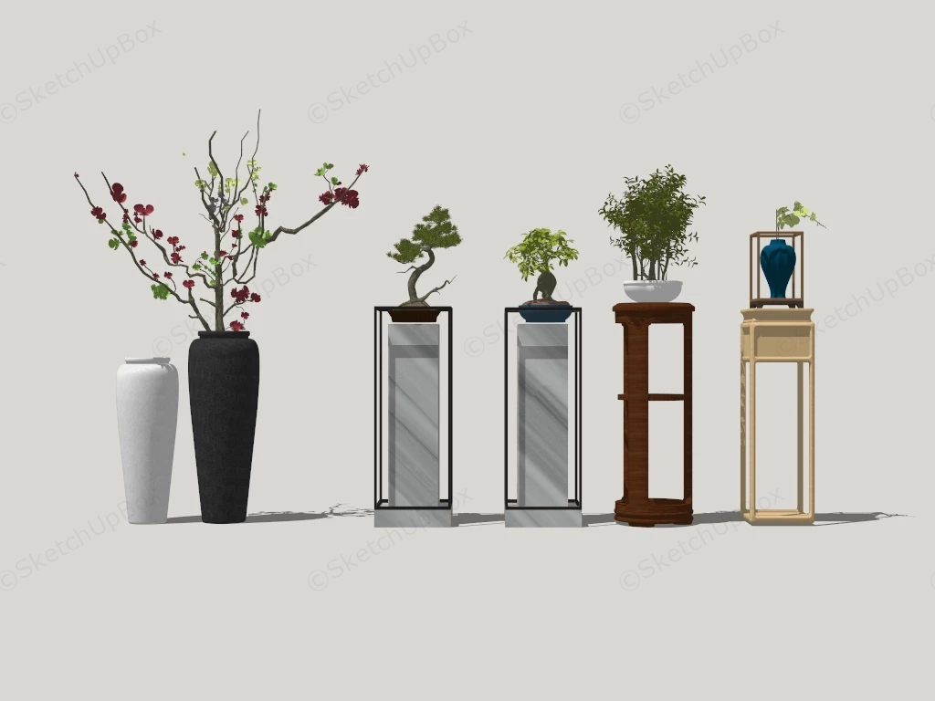 Vases And Bonsai sketchup model preview - SketchupBox