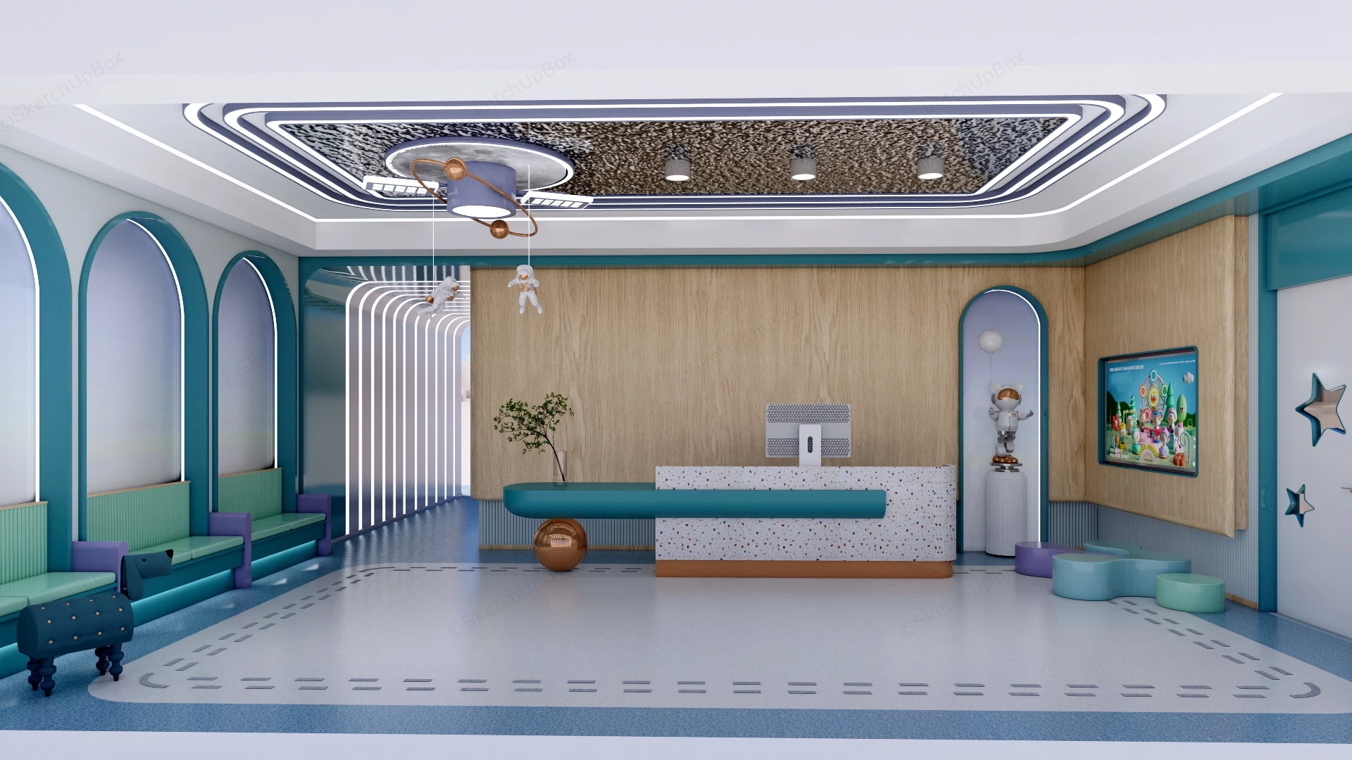 Kindergarten Reception Design sketchup model preview - SketchupBox