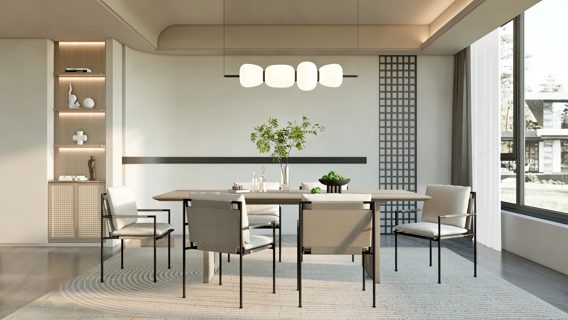 Modern Wabi Sabi Dining Room sketchup model preview - SketchupBox