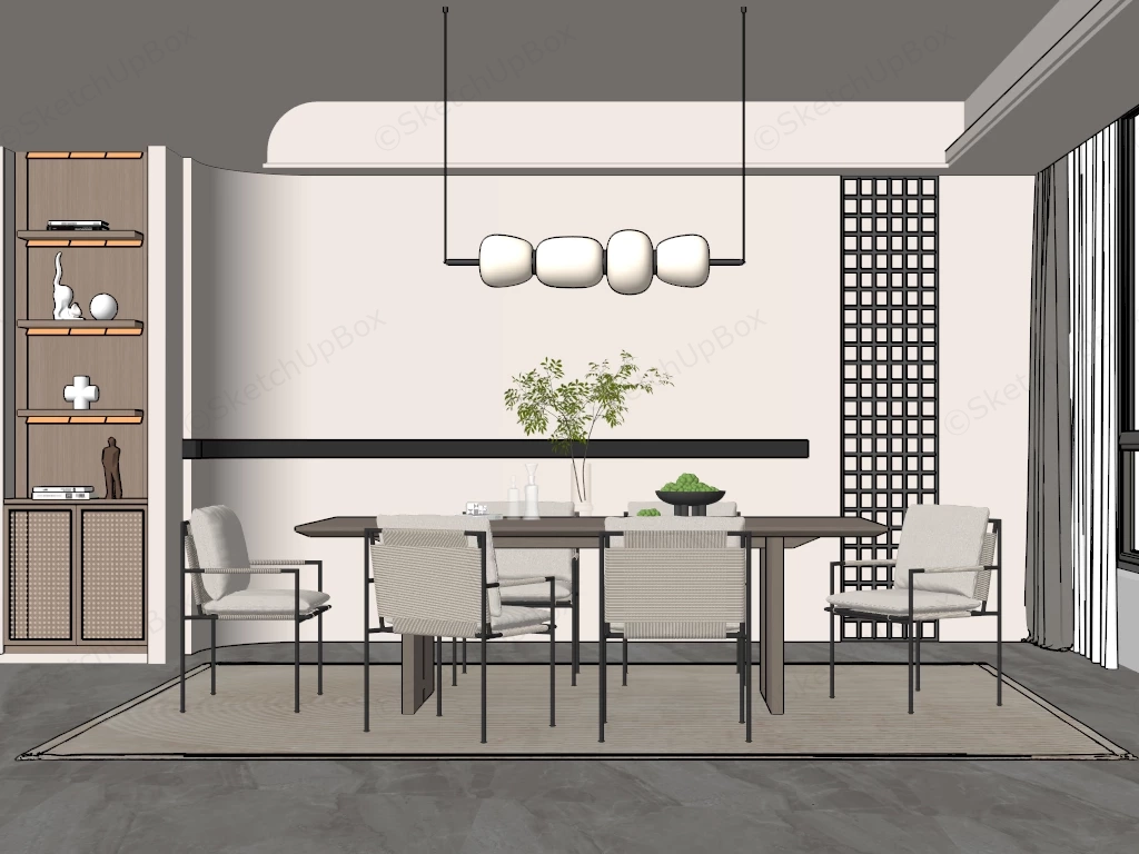 Modern Wabi Sabi Dining Room sketchup model preview - SketchupBox