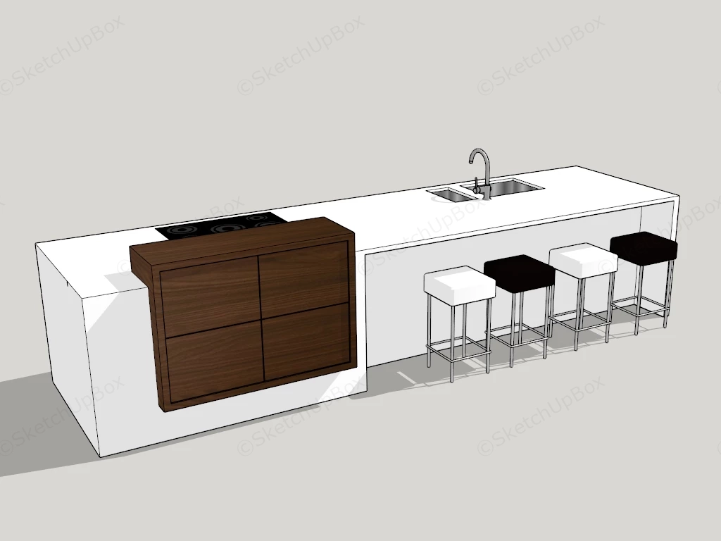 Modern Kitchen Island Designs With Seating sketchup model preview - SketchupBox