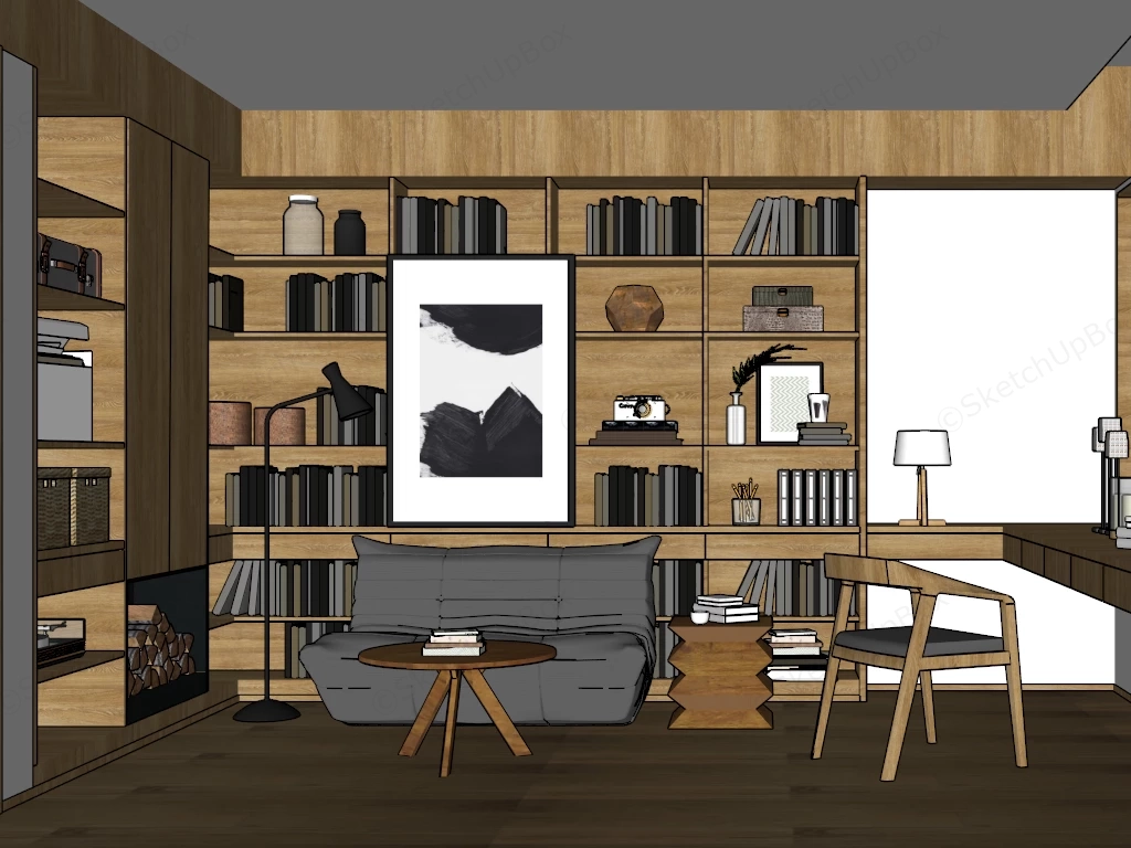 Organic Modern Home Office sketchup model preview - SketchupBox