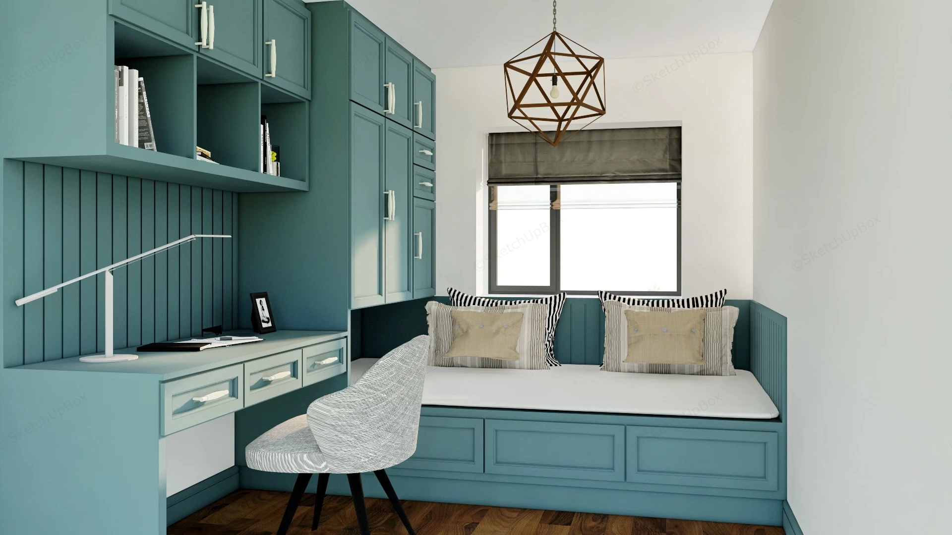 Dark Green Home Office sketchup model preview - SketchupBox