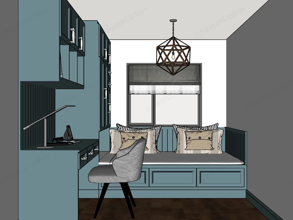 Dark Green Home Office sketchup model preview - SketchupBox