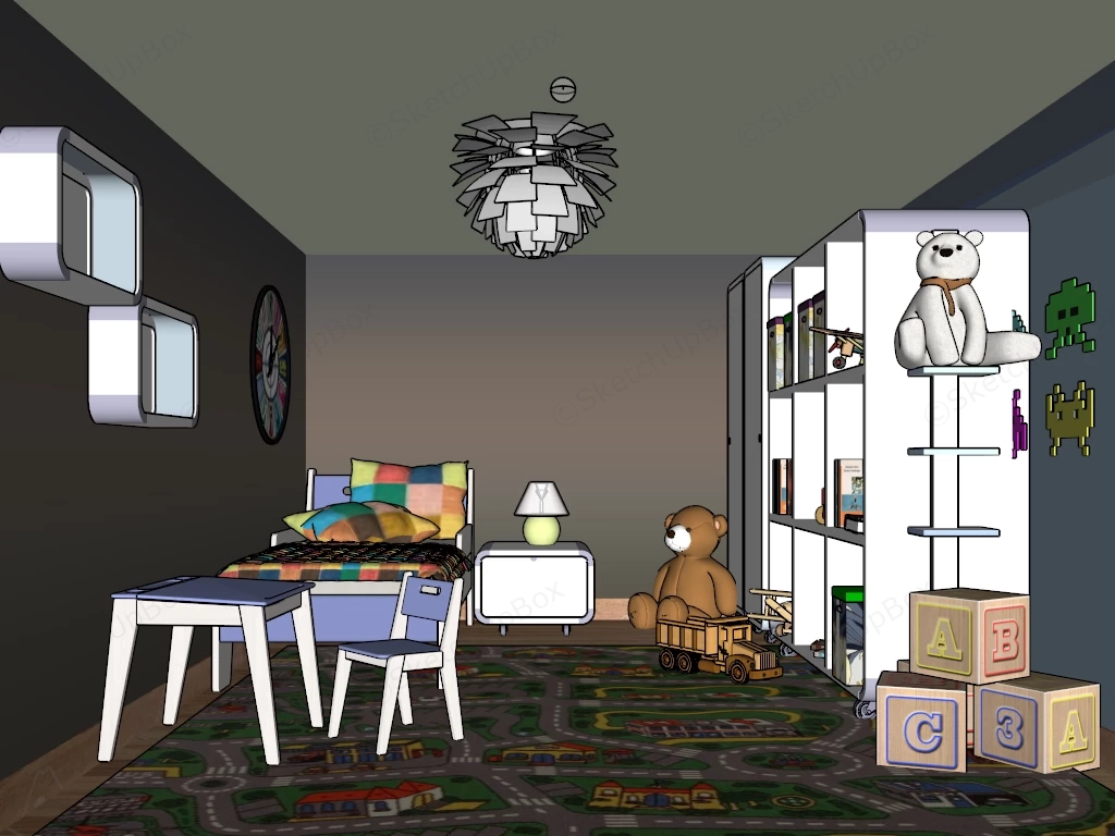 Toddler Bedroom sketchup model preview - SketchupBox
