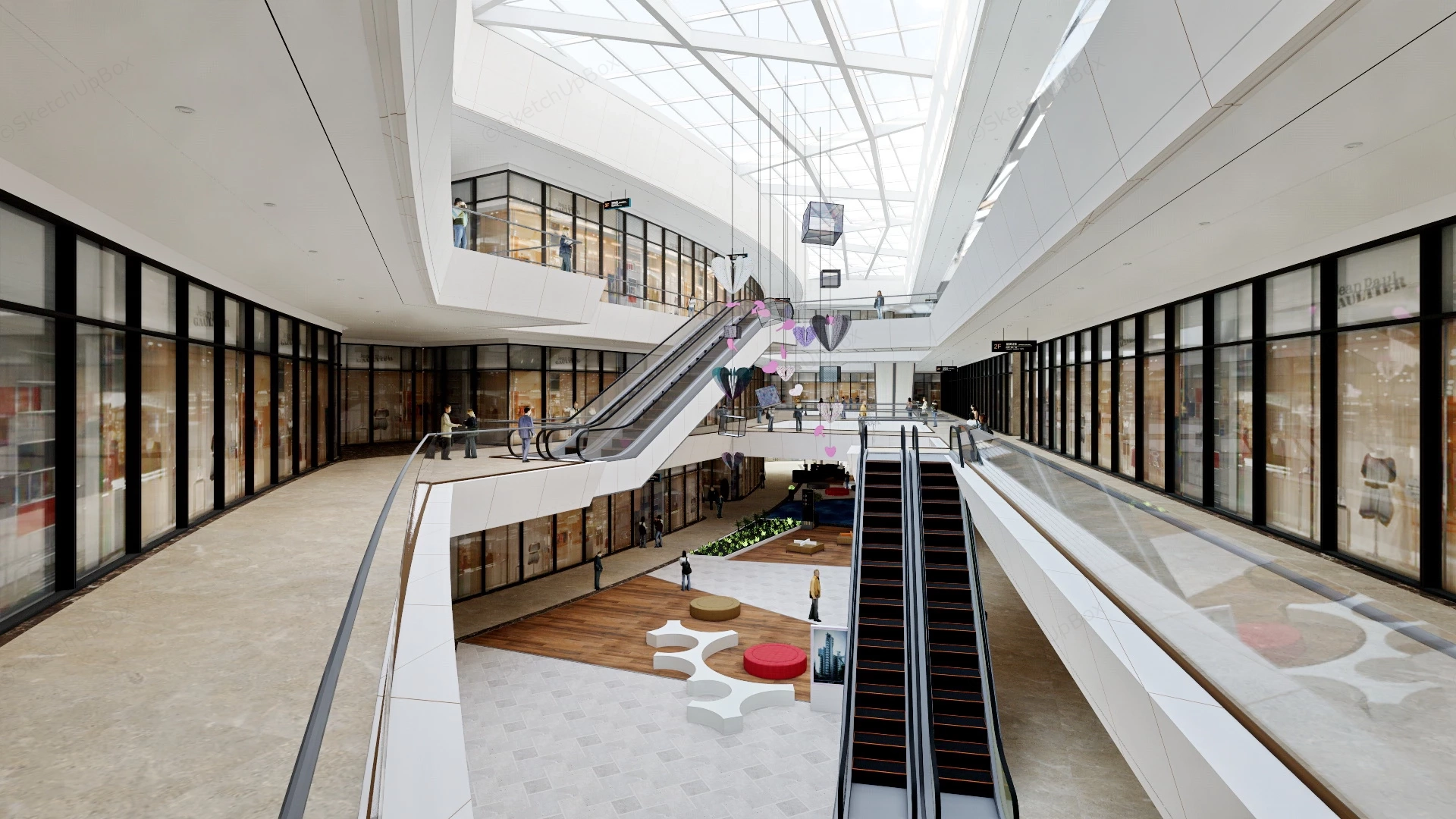 Modern Shopping Mall Atrium sketchup model preview - SketchupBox