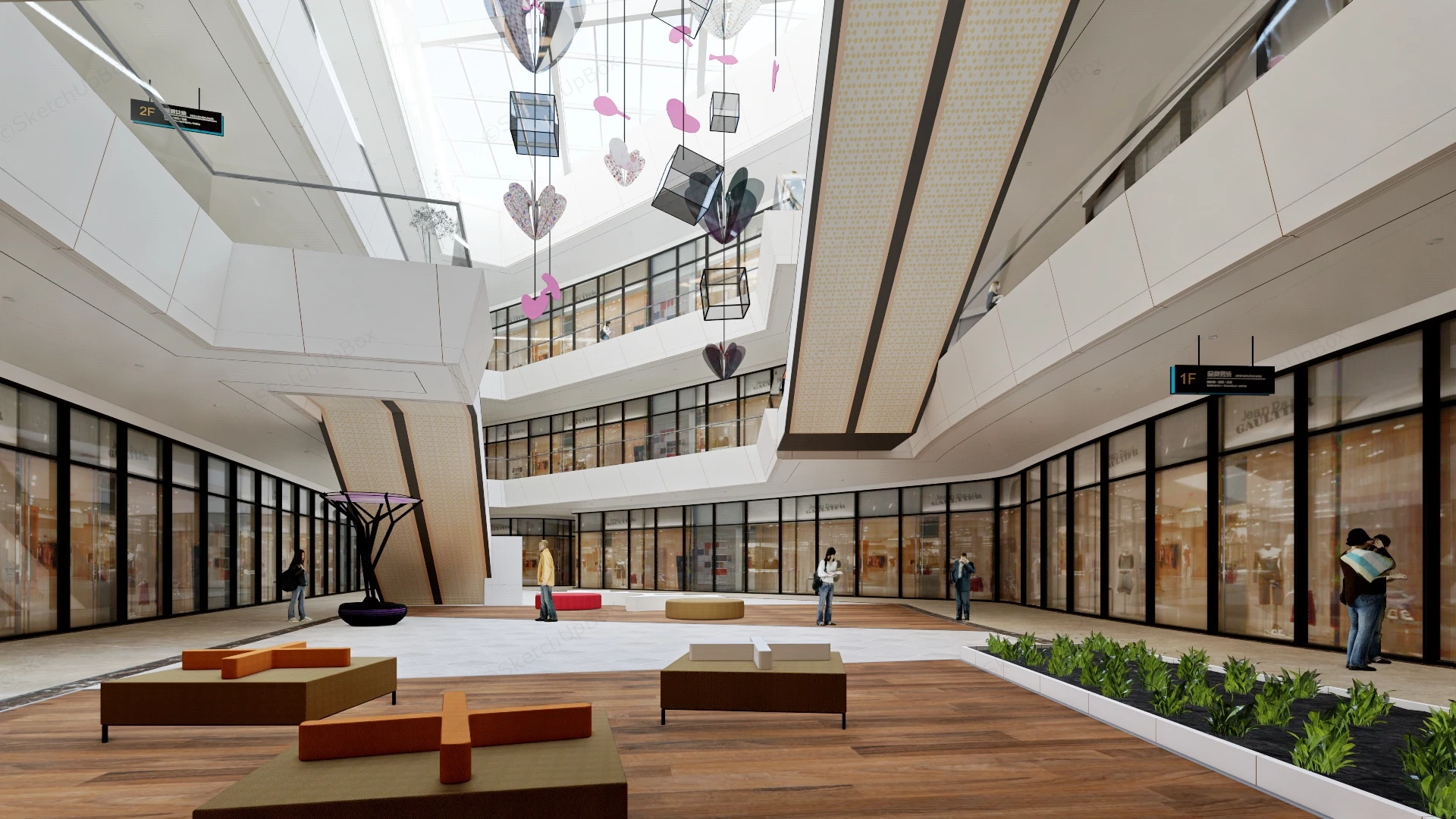 Modern Shopping Mall Atrium sketchup model preview - SketchupBox
