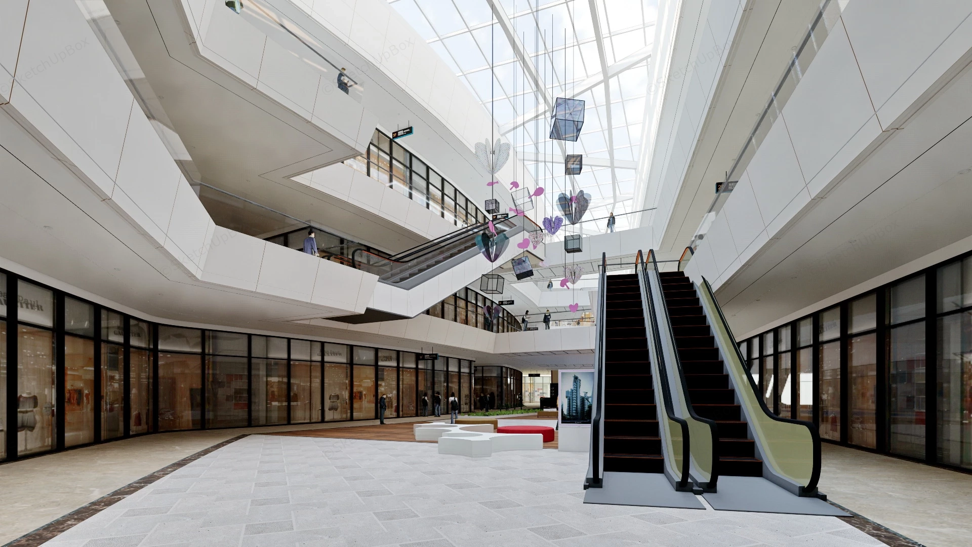 Modern Shopping Mall Atrium sketchup model preview - SketchupBox