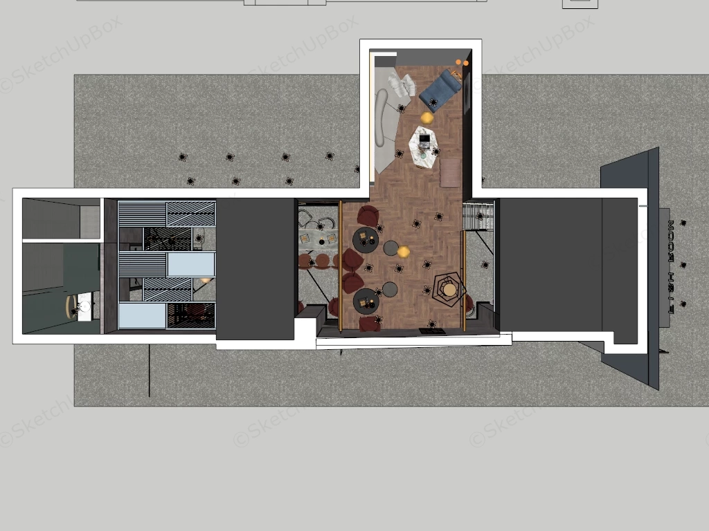 Industrial Style Bar Design sketchup model preview - SketchupBox