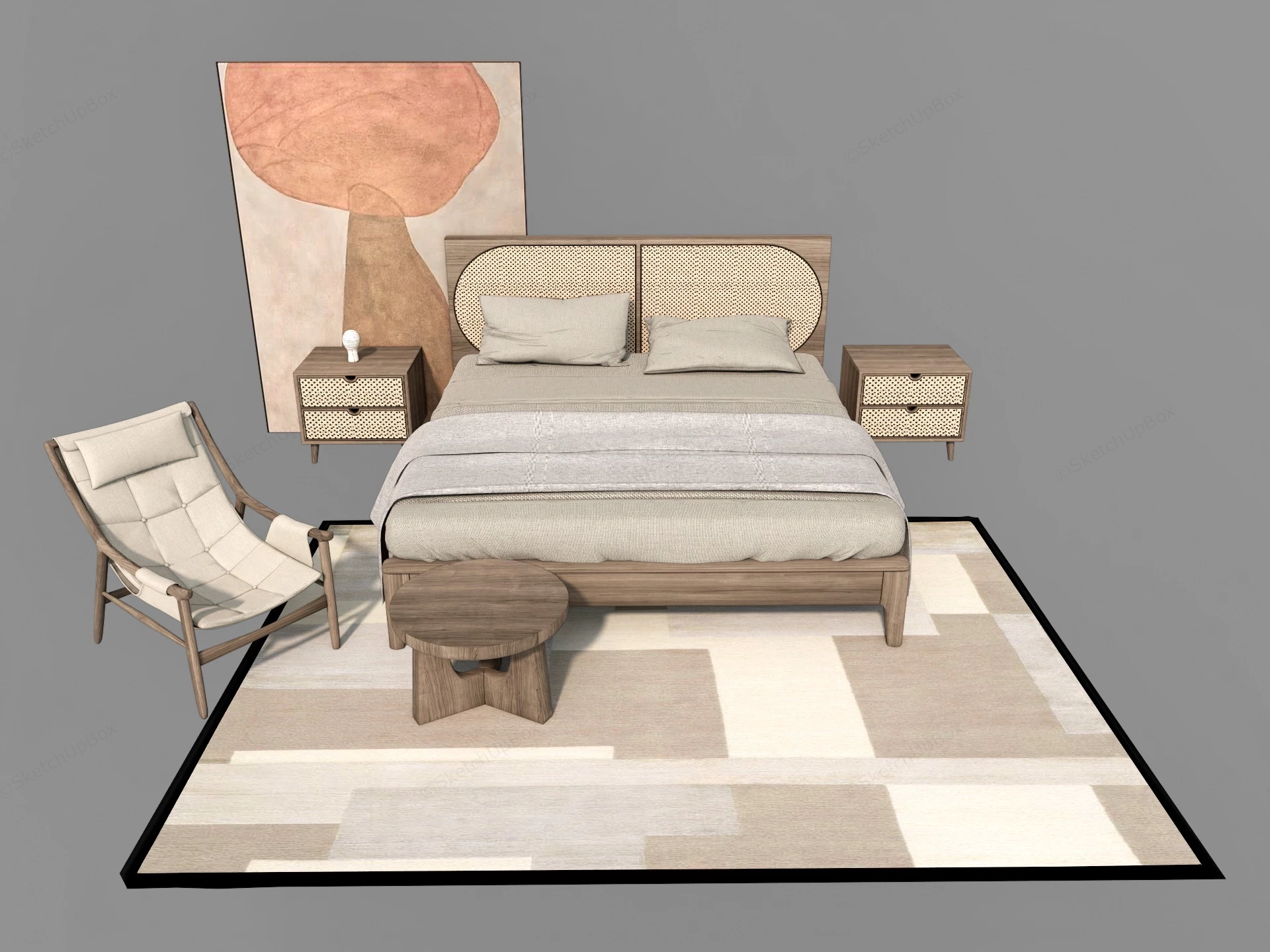 Wabi Sabi Bedroom Furniture sketchup model preview - SketchupBox