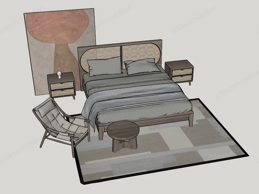 Wabi Sabi Bedroom Furniture sketchup model preview - SketchupBox