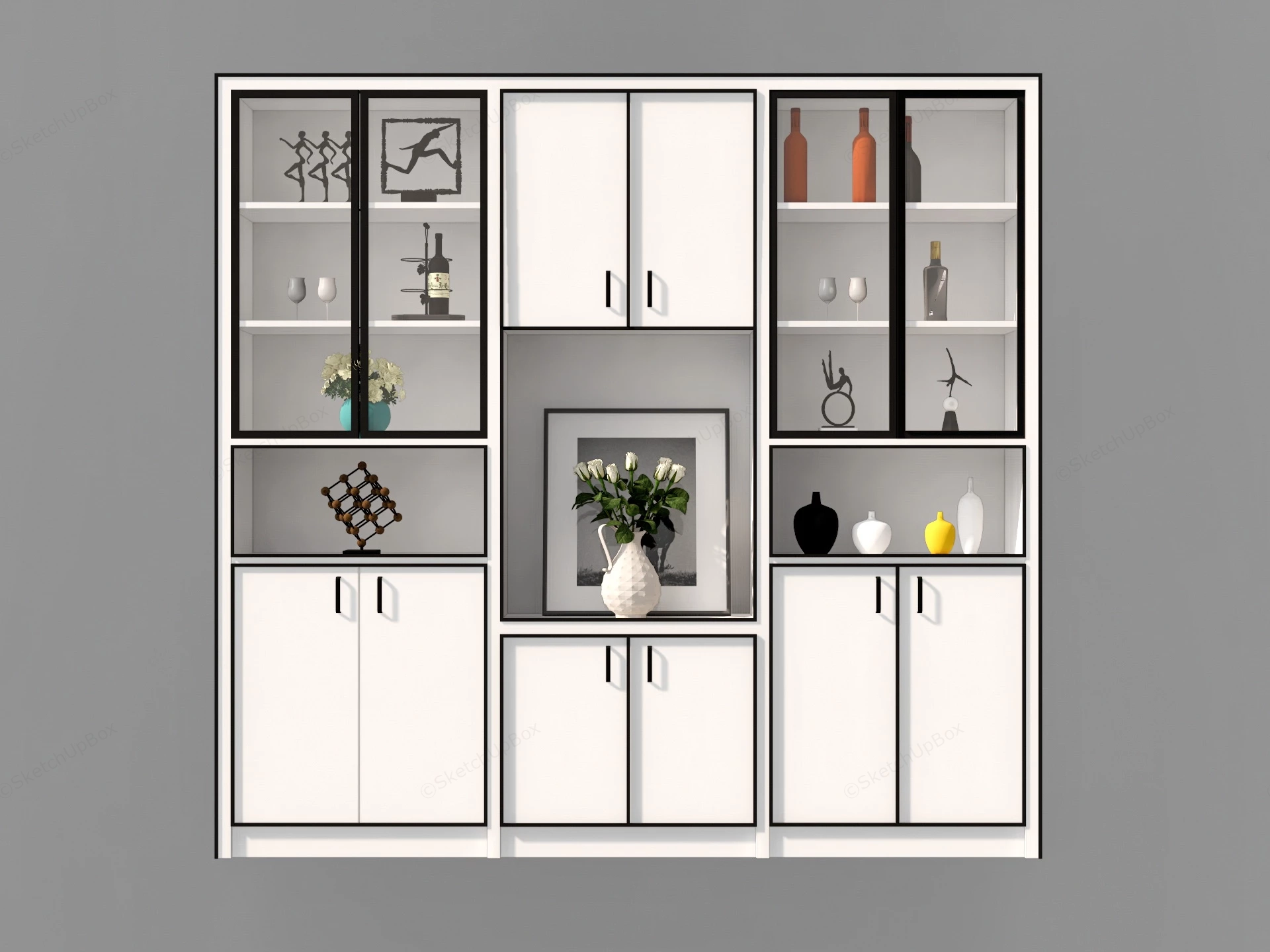 White Living Room Cupboard sketchup model preview - SketchupBox