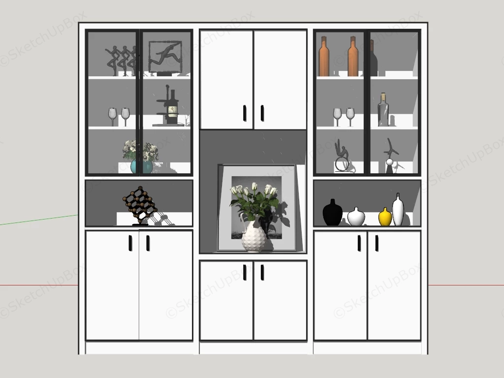 White Living Room Cupboard sketchup model preview - SketchupBox