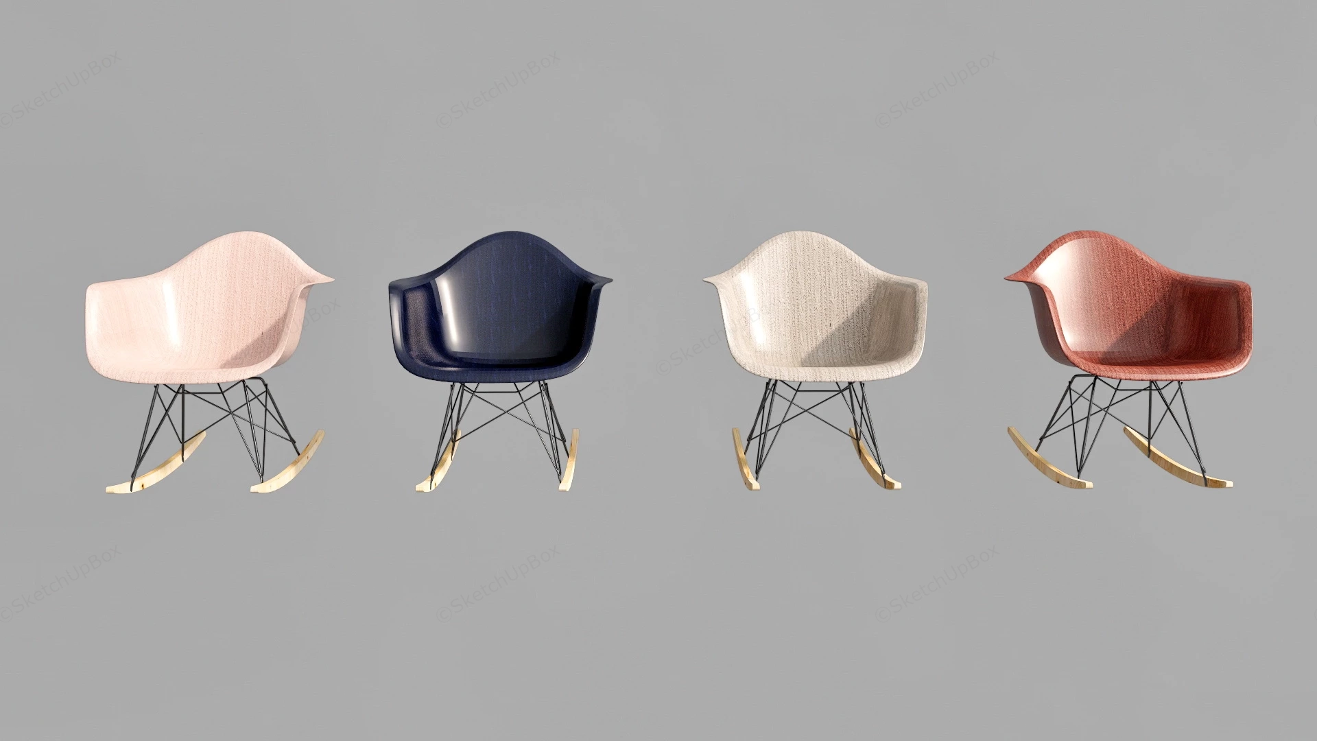 Eames RAR Rocking Chairs Set sketchup model preview - SketchupBox