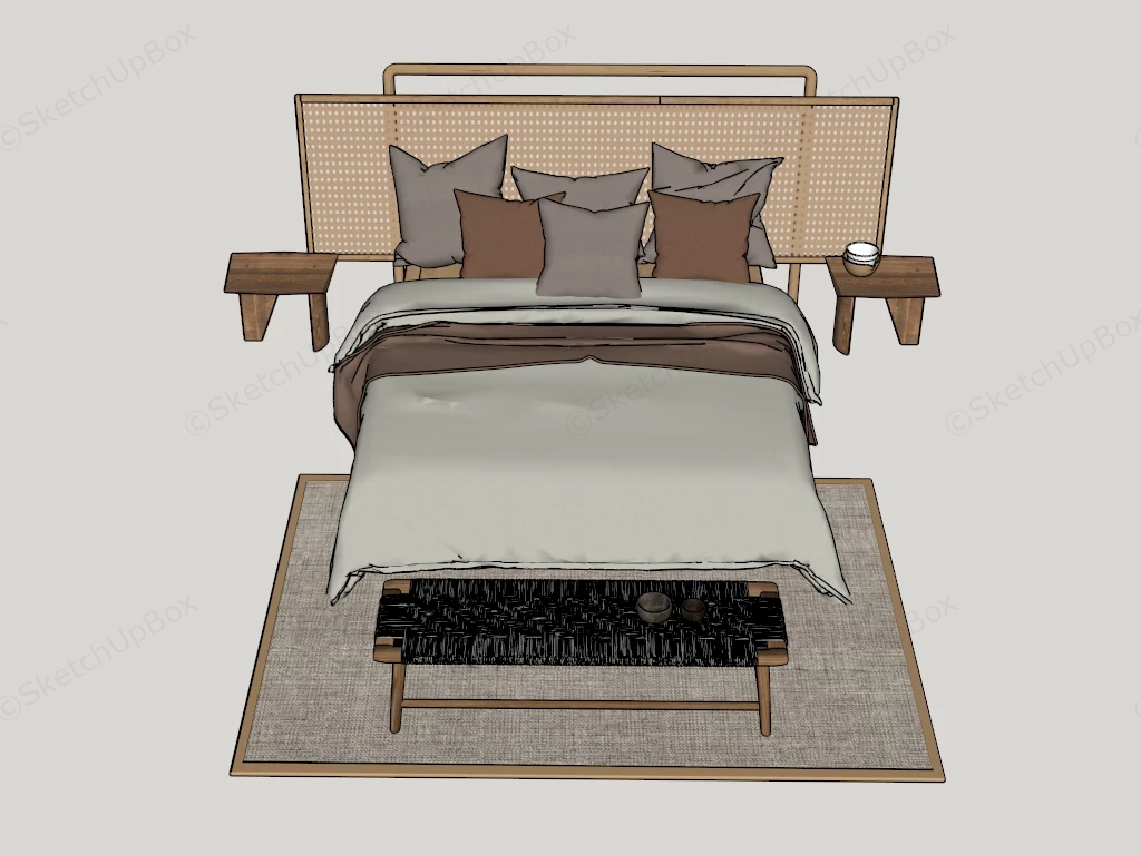 Wabi Sabi Bed With Bed Bench sketchup model preview - SketchupBox