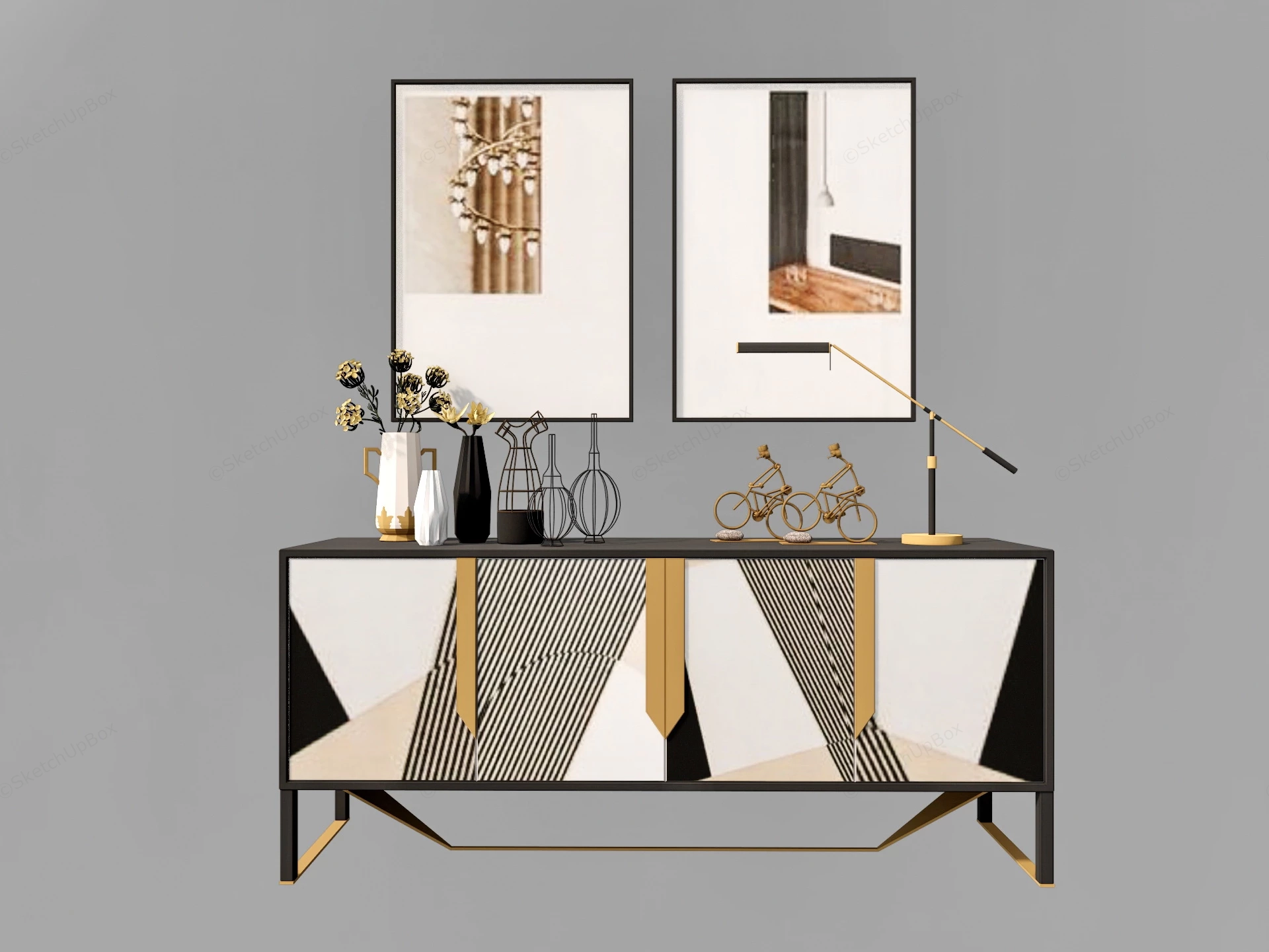 Entryway Console Cabinet sketchup model preview - SketchupBox