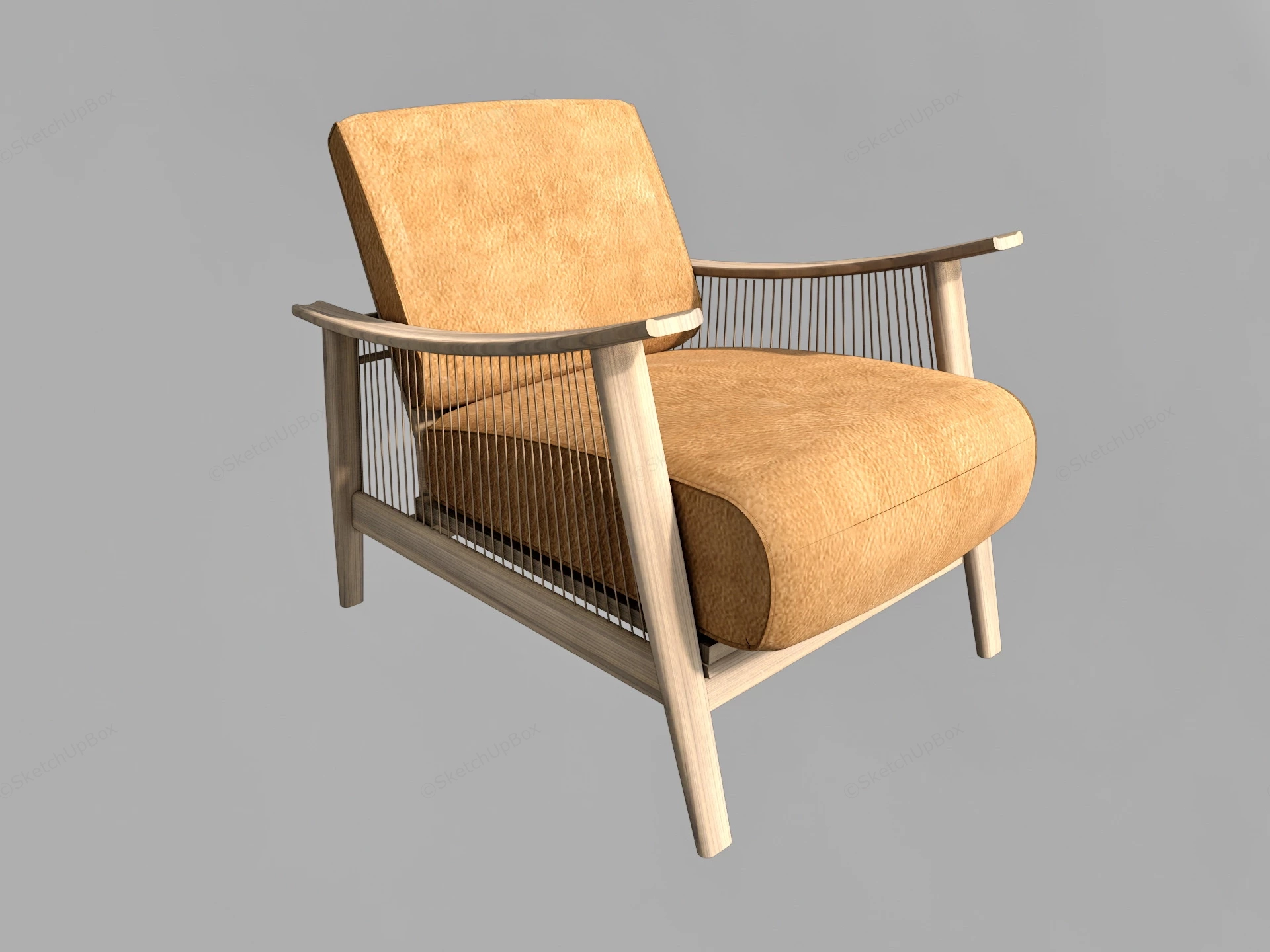 Wood Accent Chair sketchup model preview - SketchupBox