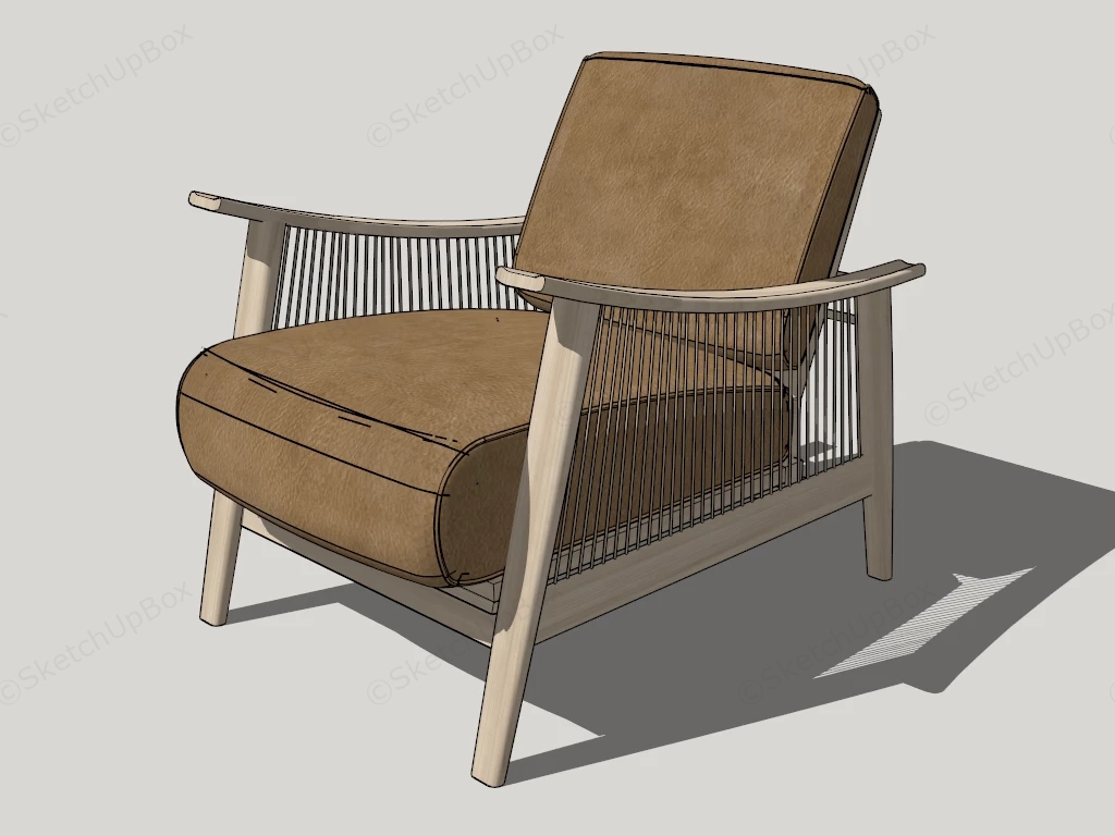 Wood Accent Chair sketchup model preview - SketchupBox