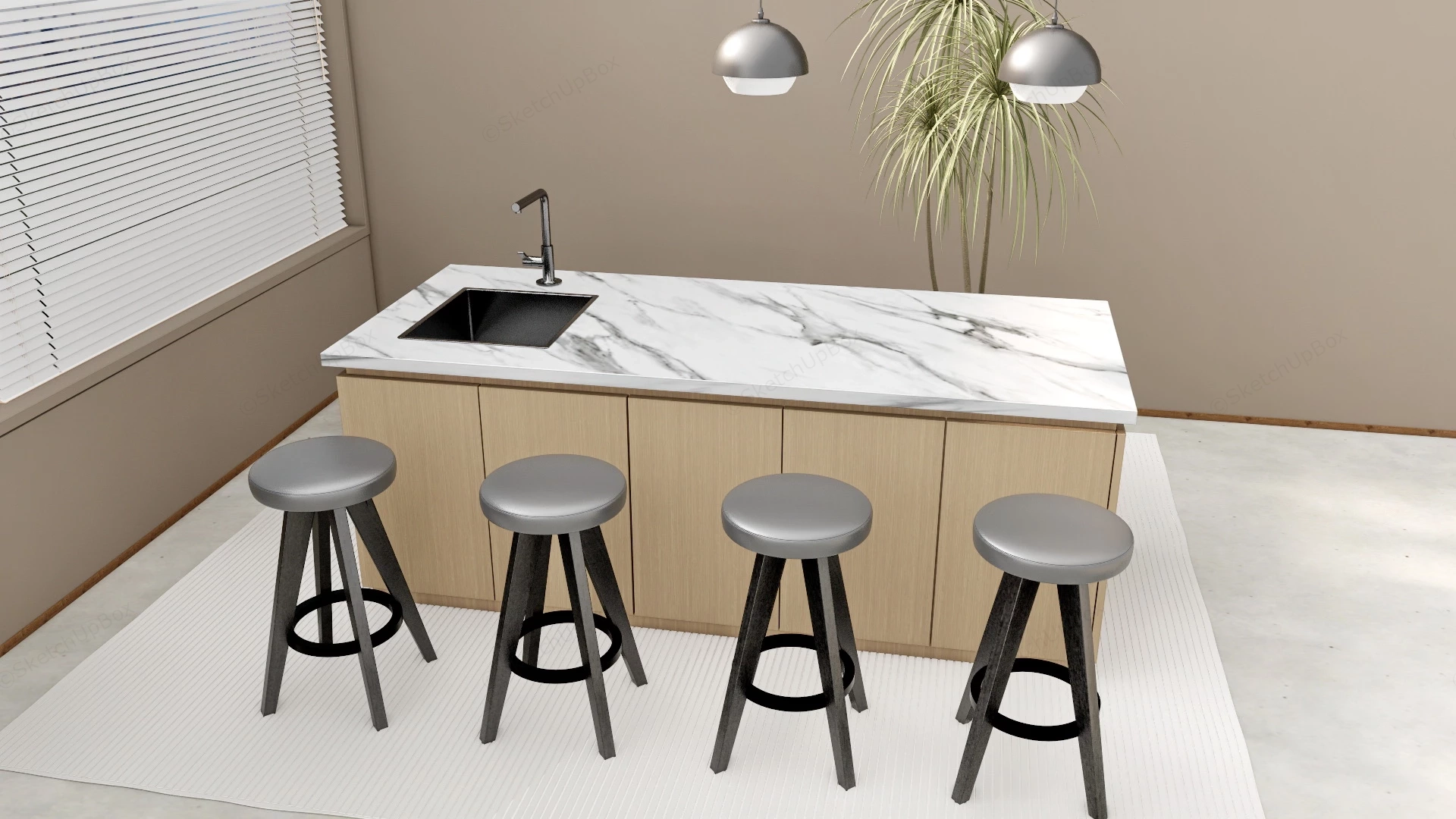 Contemporary Kitchen Island sketchup model preview - SketchupBox
