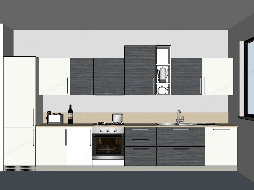 White And Black Kitchen Cabinets sketchup model preview - SketchupBox